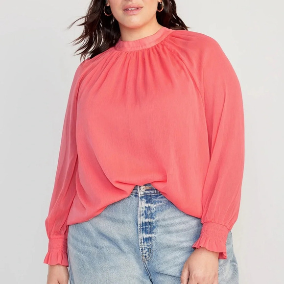 OLD NAVY Shirred Mock-Neck Tie-Back Blouse Size 2XL NEW - Picture 13 of 16